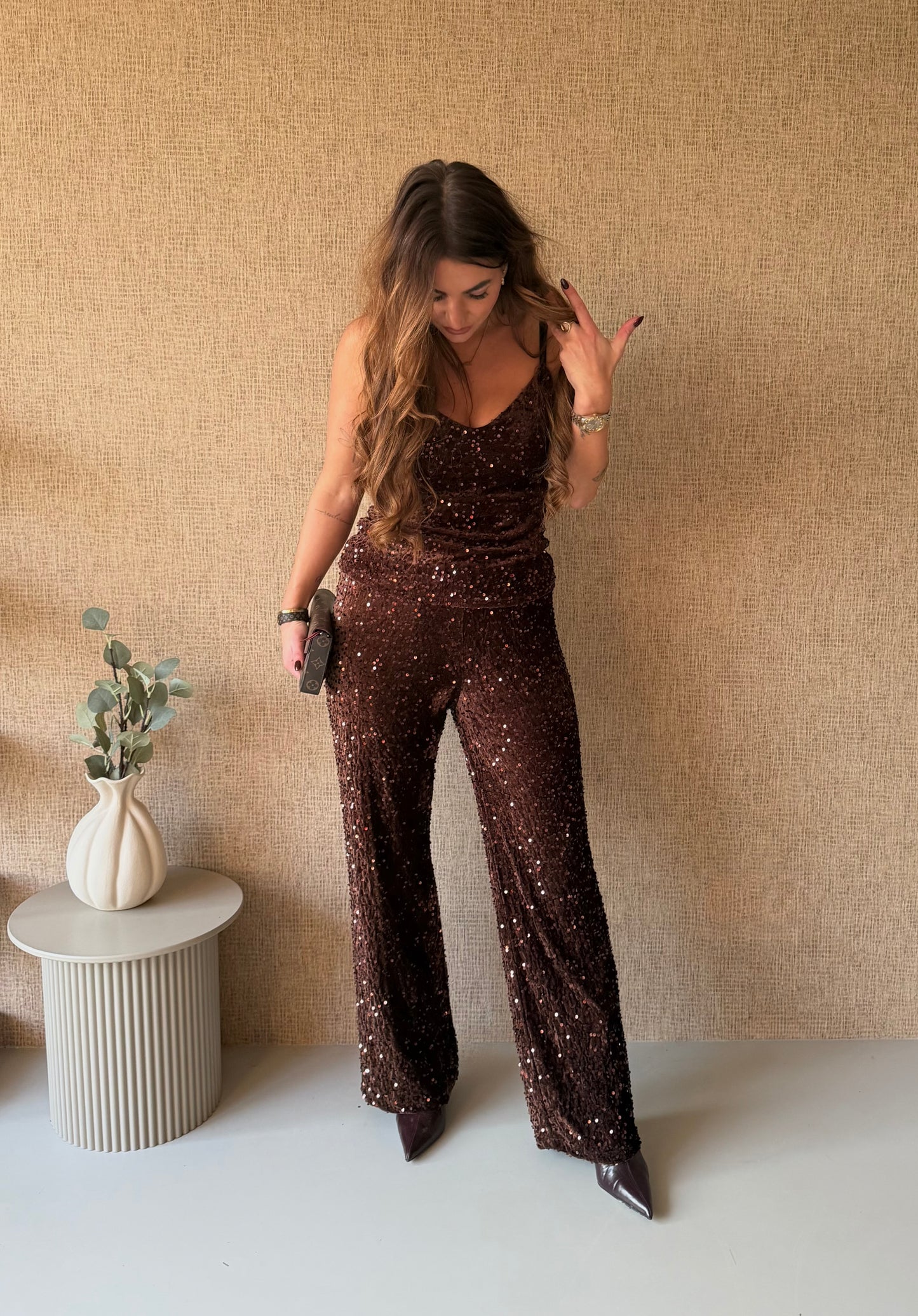 Pailletten Set – Chocoladebruin