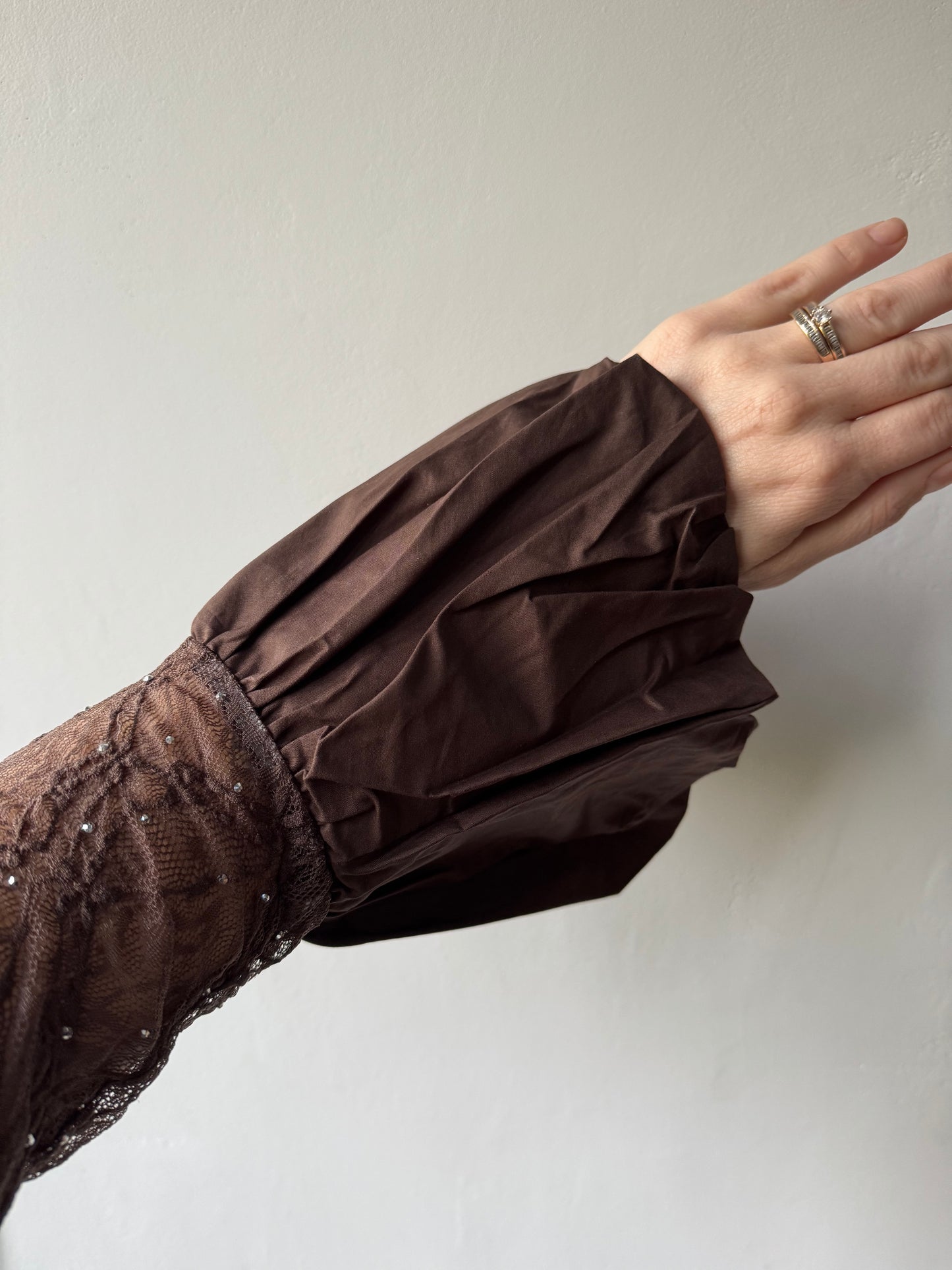 Jurk lace met stras - Bruin