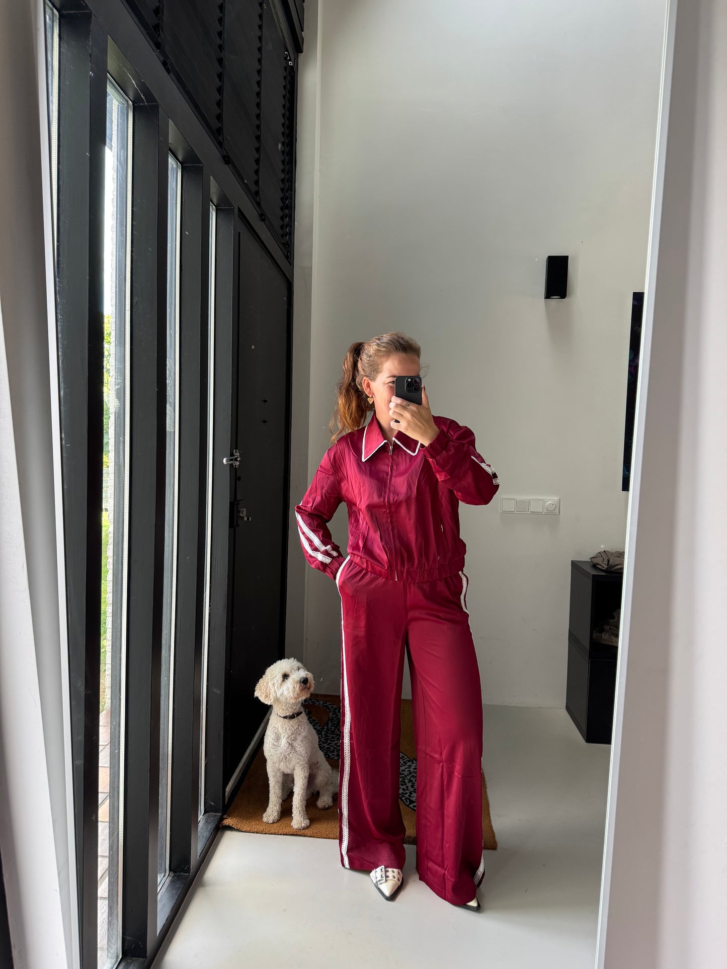 Satijnlook jacket - Rood