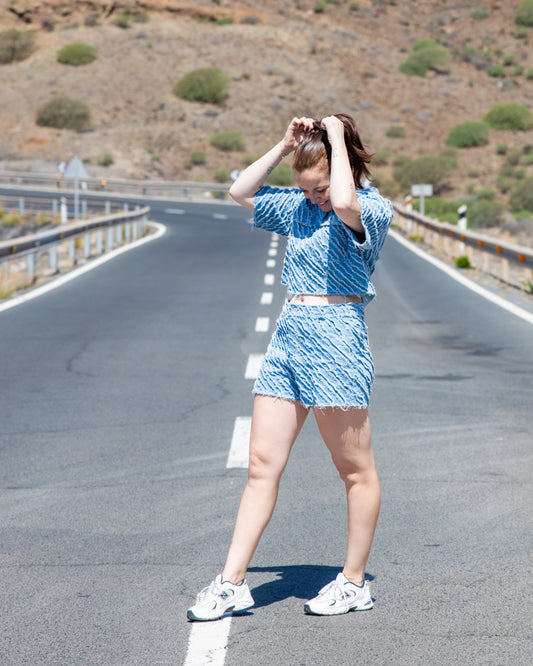 Gecropte denim top