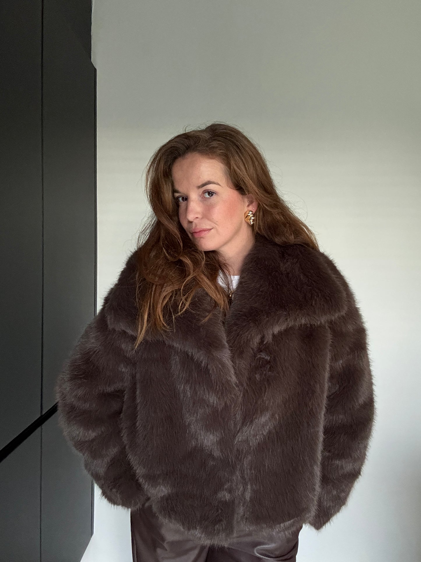 Faux fur jas - Chocolade Bruin