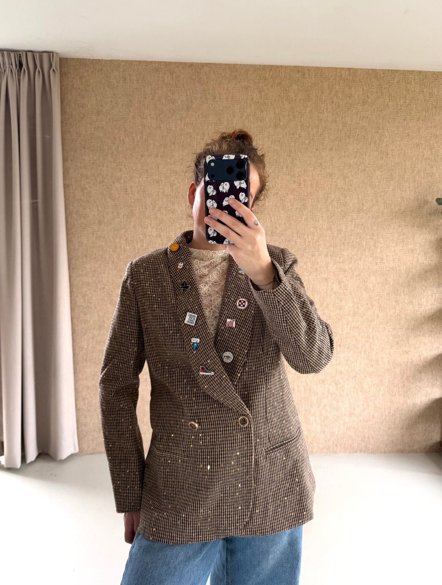 Vintage ruitjes blazer