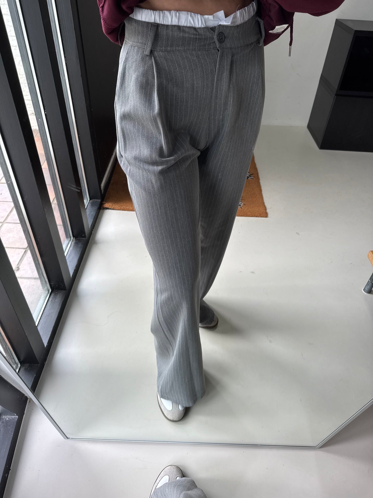 Streepjes pantalon - Grijs wit