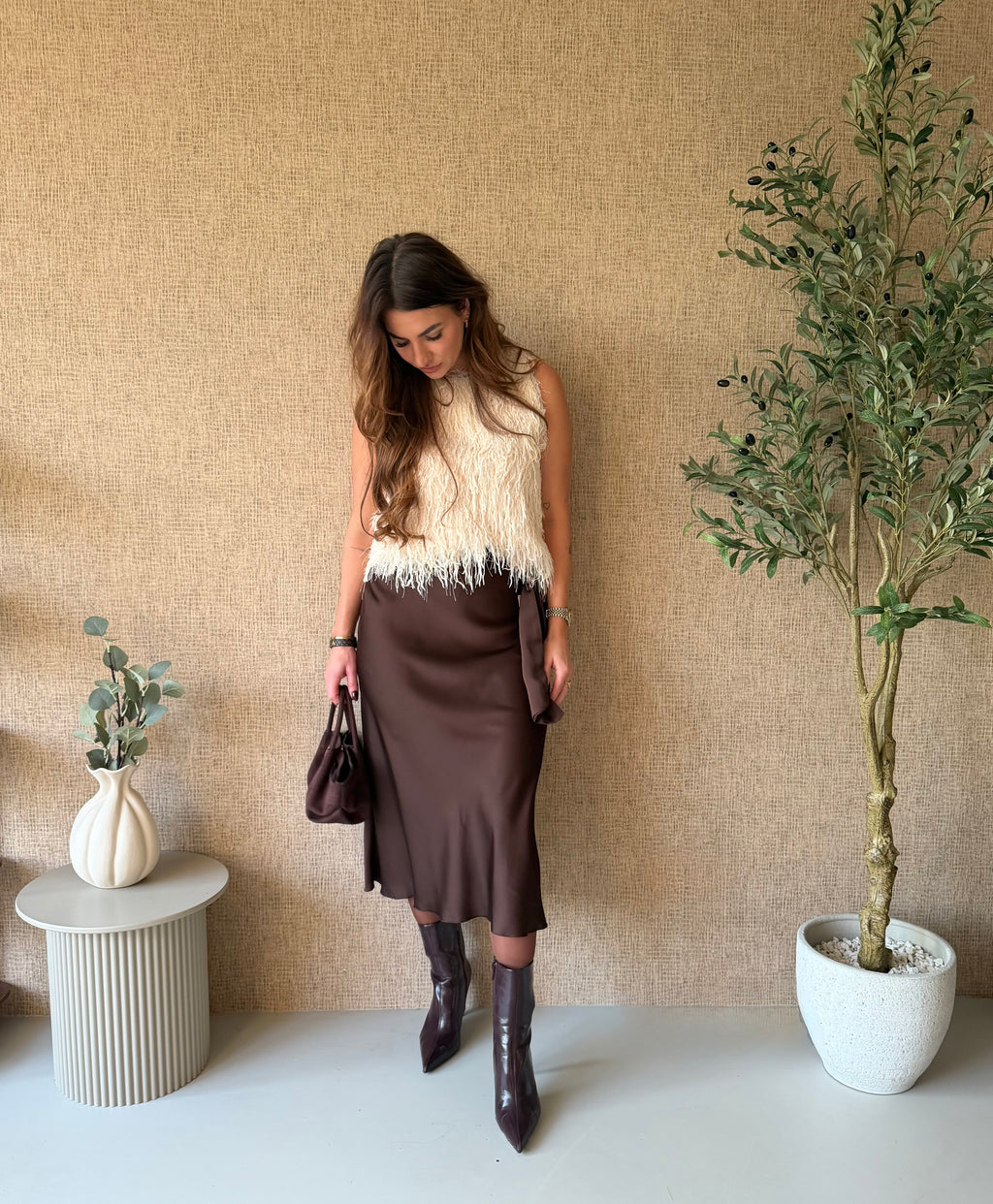 Veren top met lichte glitters