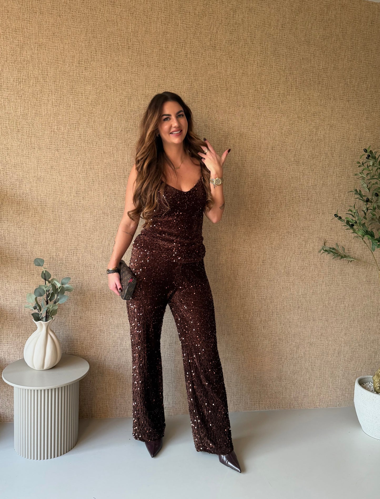 Pailletten Set – Chocoladebruin