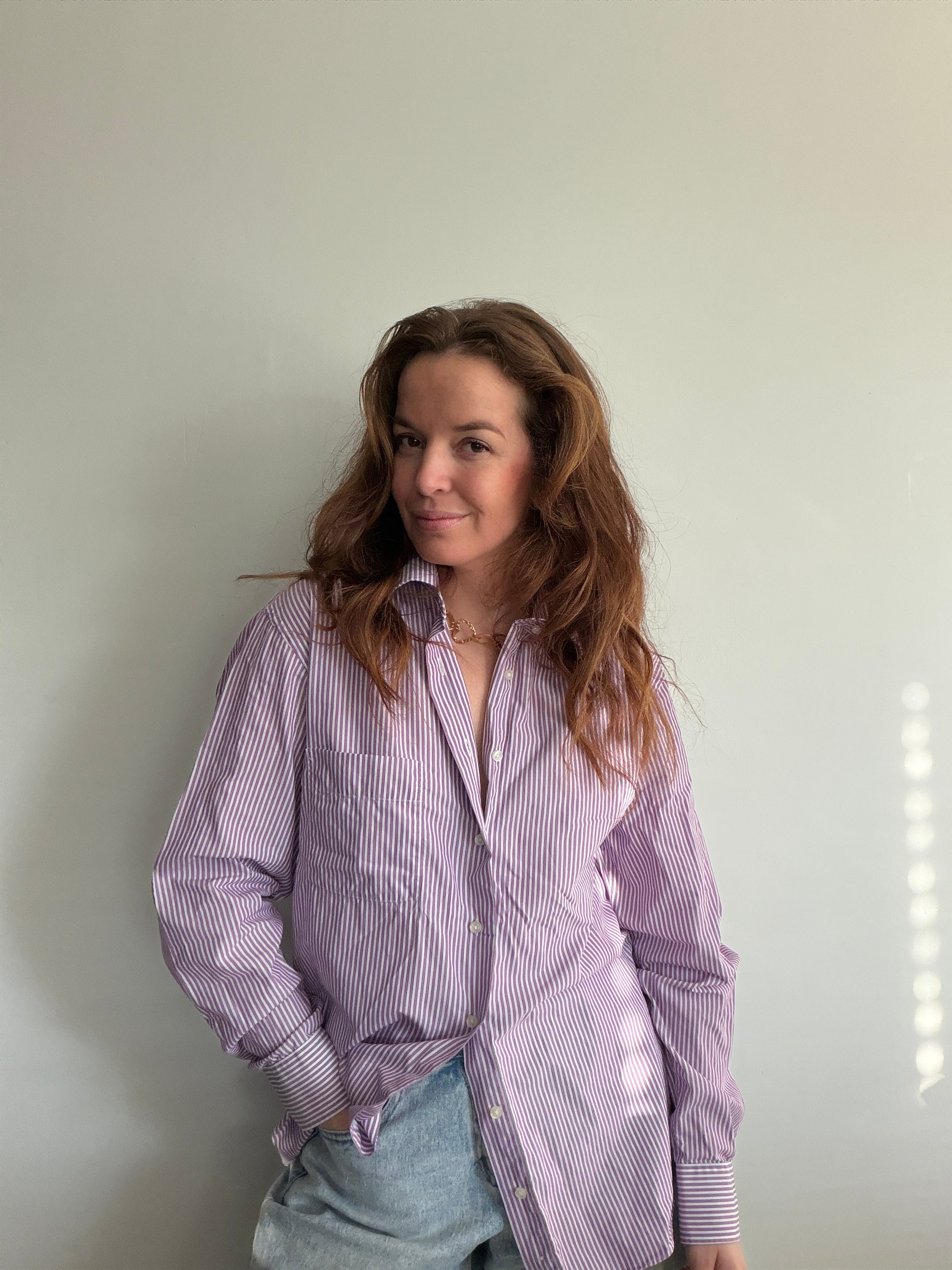 Paarse streepjes blouse