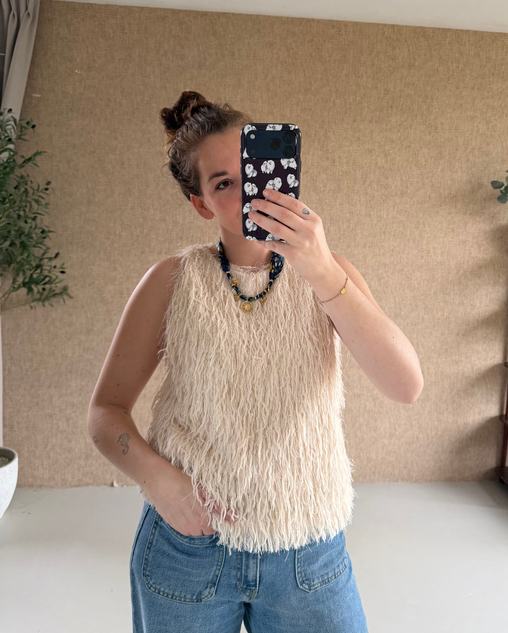 Veren top met lichte glitters