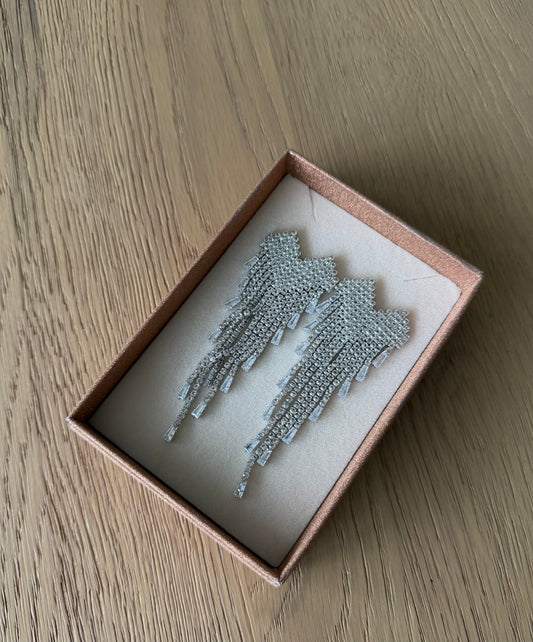 Zilveren Statement Oorbellen met Strass