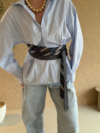 Stropdas riem grijs blauw