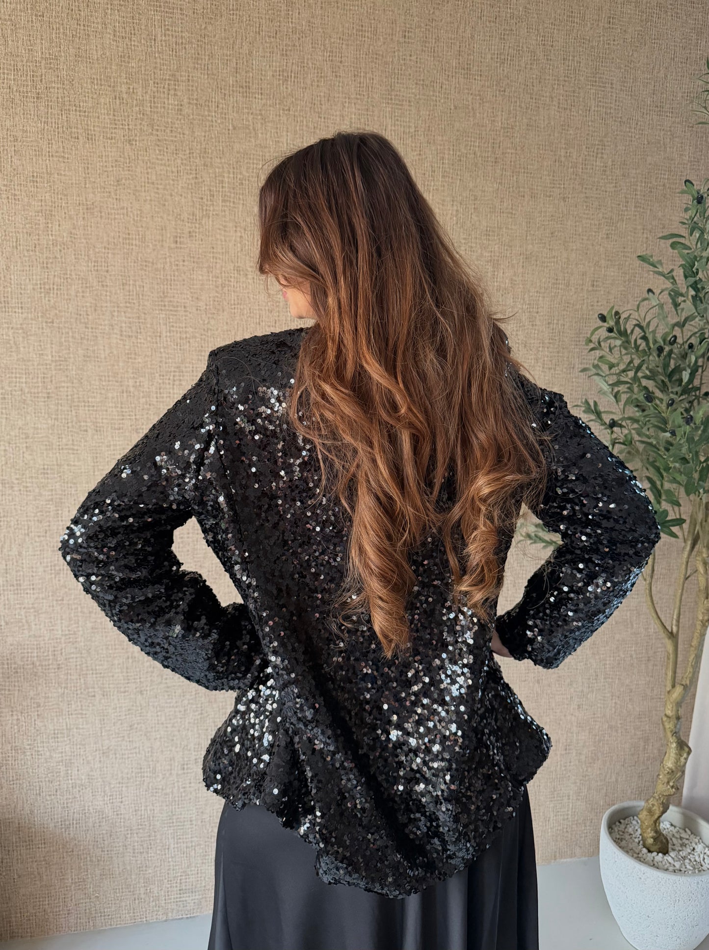 Sequin Blazer – zwart sparkle