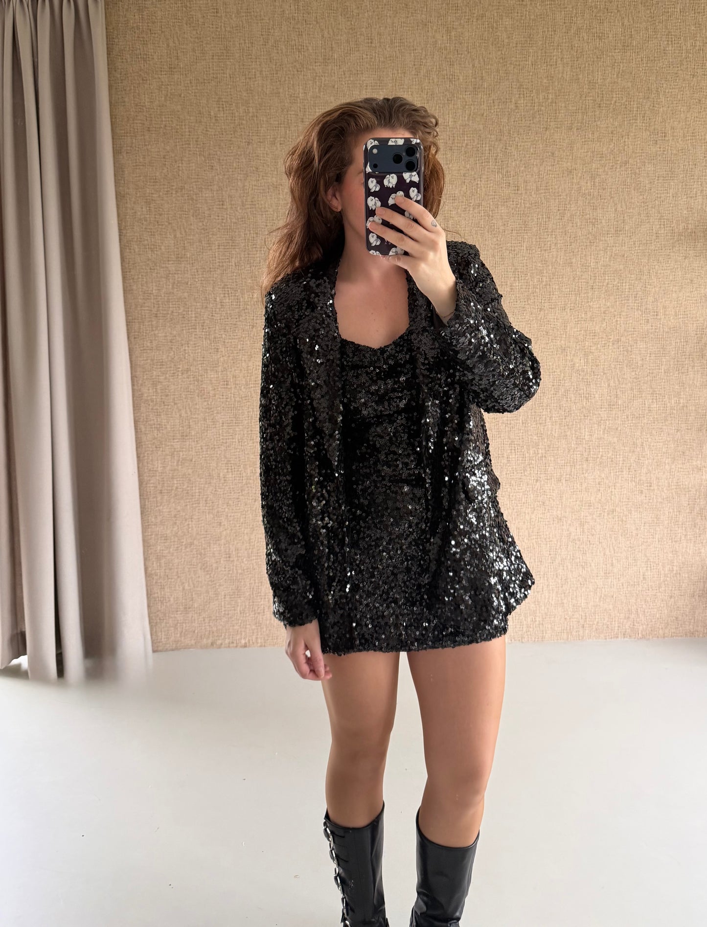 Sequin Blazer – zwart sparkle
