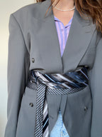 Stropdas riem grijs blauw