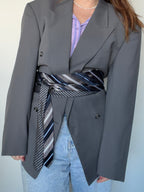 Stropdas riem grijs blauw