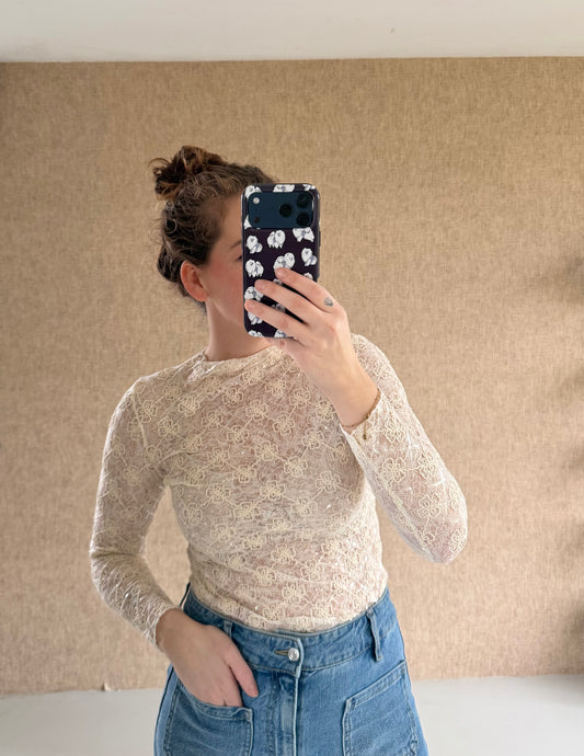 Lace top soft cream