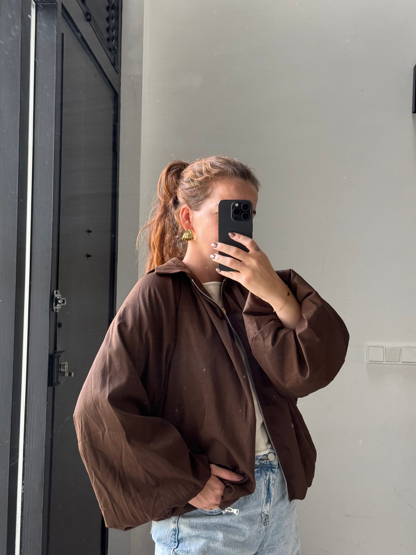 Balloon fit jacket  - bruin