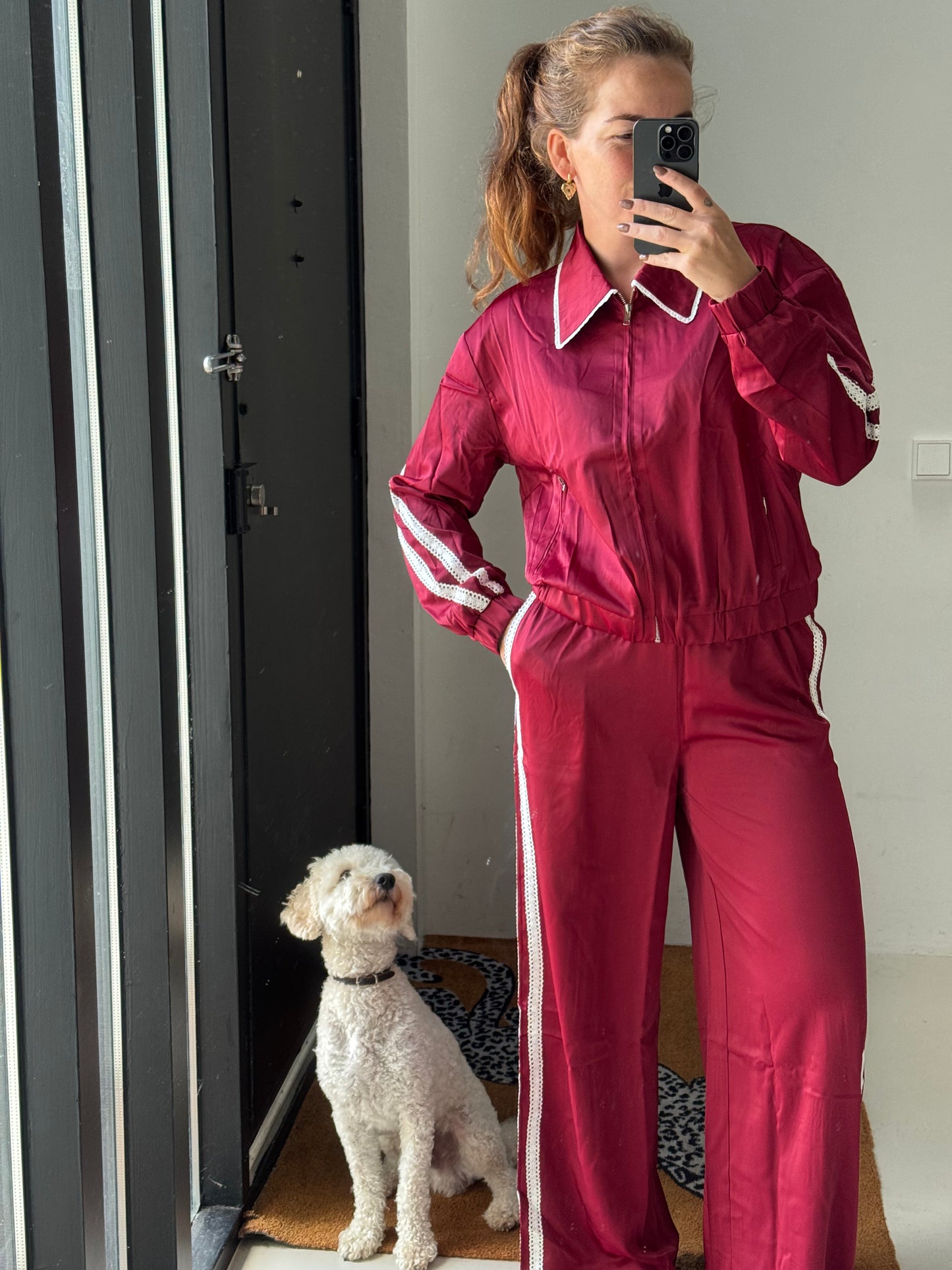 Satijnlook jacket - Rood