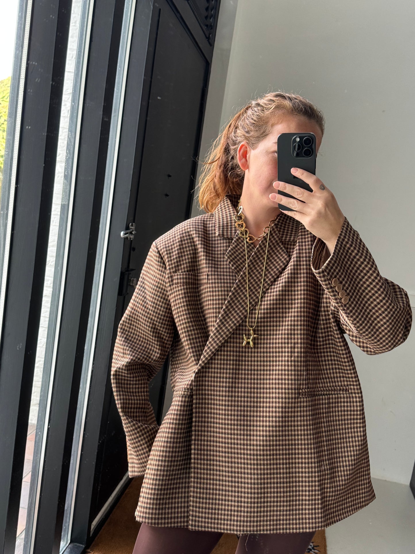 Oversized blazer - Bruin Ruitjes